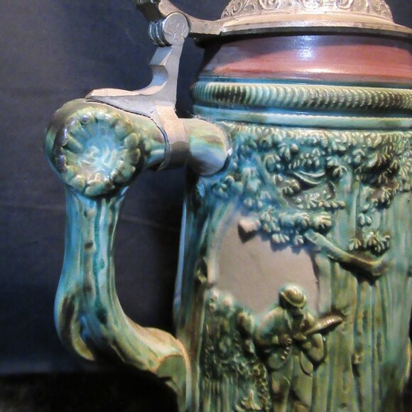 *RARE* Vintage Wick Werke Embossed Hand Painted Deer Hunter Beer Stein - Picture 7 of 16